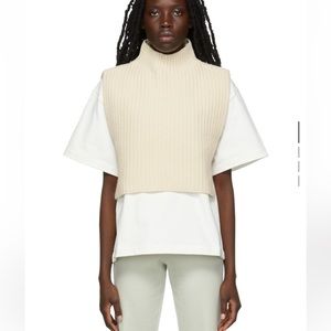 Jil Sander Cream Turtleneck Sweater Vest